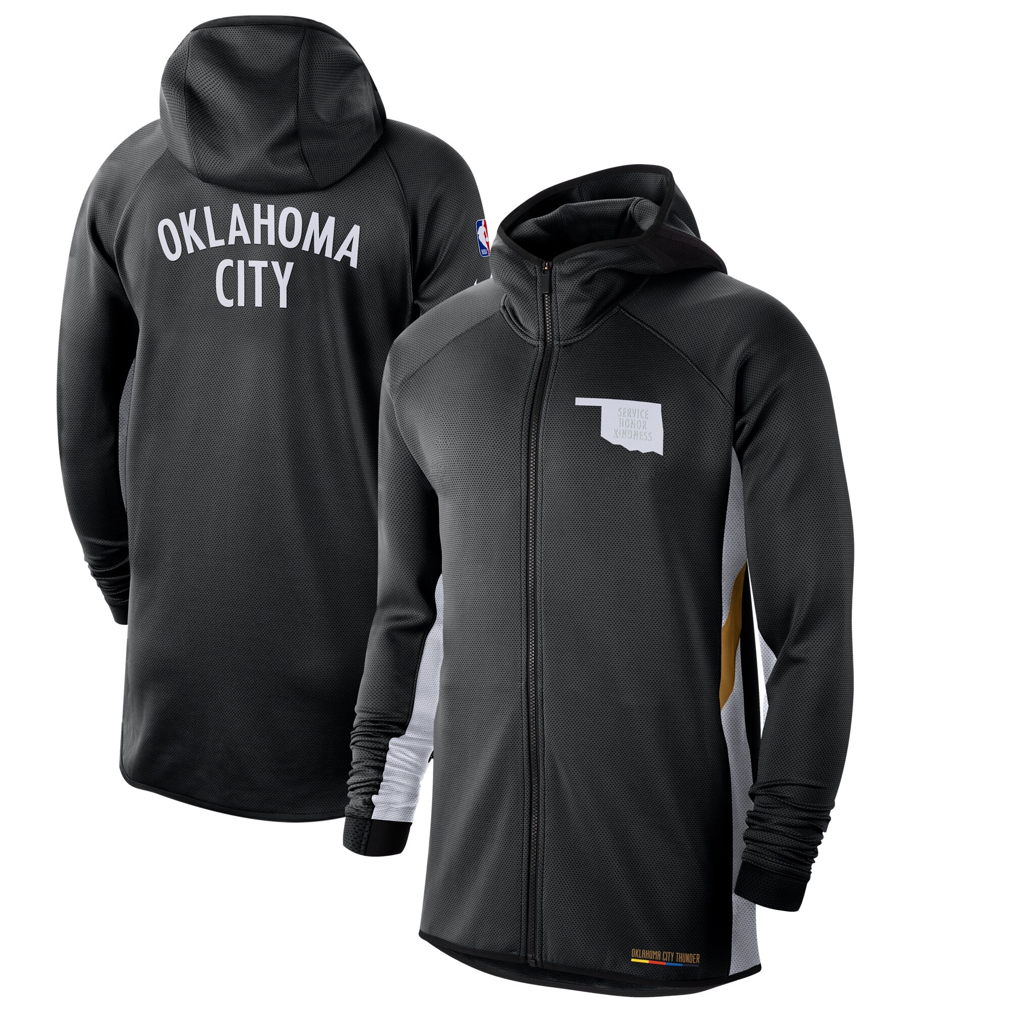 Cheap Men Nike Oklahoma City Thunder Black White 201920 Earned Edition Showtime FullZip Performance Hoodie